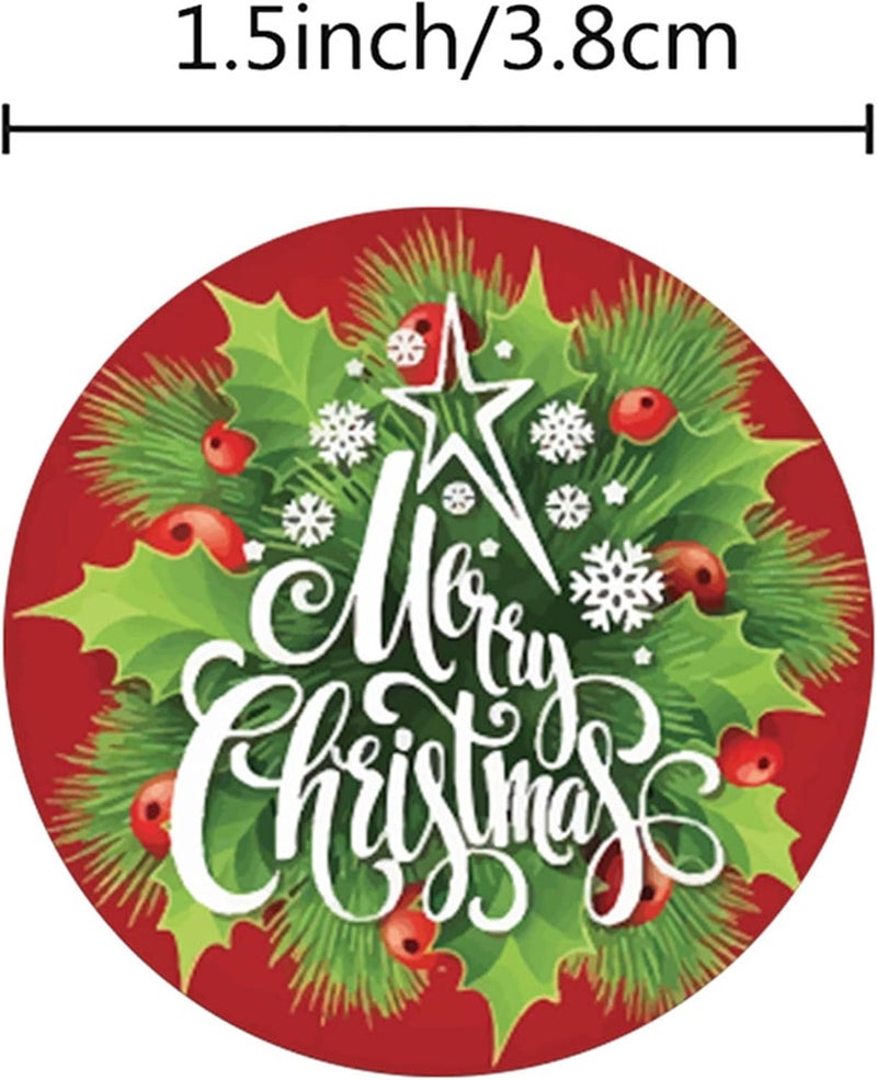 Gentlife 500Pcs Merry Christmas Stickers Labels Roll 1.5 Inch 8 Designs Round Christmas Tags, 2025 New Adhesive Xmas Decorative Holiday Christmas Envelope Seals Stickers for Cards Gift Envelopes Boxes (1.5 In) - Image 3